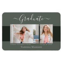 Modern | Elegant 2 Foto Afstudeerder Aankondiging 