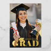 Modern Elegant 2 foto afstudeerfeest Folie Uitnodiging (Voorkant)