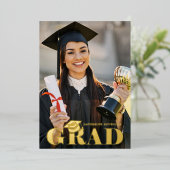 Modern Elegant 2 foto afstudeerfeest Folie Uitnodiging (Staand Voorkant)