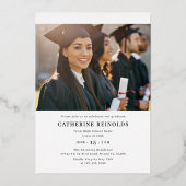Modern Elegant 2 foto afstudeerfeest Folie Uitnodiging (Achterkant)