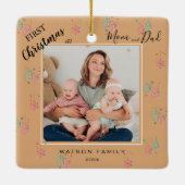 Modern Elegant 2 Foto-collage, eerste kerstmis Keramisch Ornament (Achterkant)