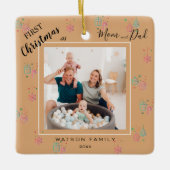 Modern Elegant 2 Foto-collage, eerste kerstmis Keramisch Ornament (Voorkant)
