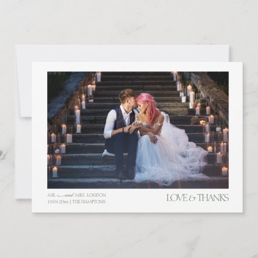 Modern Elegant 2 foto's Typografie bericht Trouwen Bedankkaart (Voorkant)