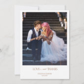 Modern Elegant 2 foto's Typografie bericht Trouwen Bedankkaart (Voorkant)