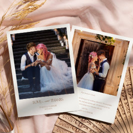 Modern Elegant 2 foto's Typografie bericht Trouwen Bedankkaart