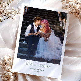 Modern Elegant 2 foto's Typografie bericht Trouwen Bedankkaart