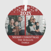 Modern Elegant 2 Photo Red Keepsake Family Ornament (achterkant)