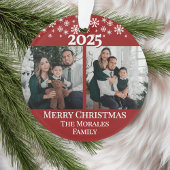 Modern Elegant 2 Photo Red Keepsake Family Ornament