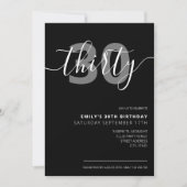 Modern Elegant 30th Birthday Invitation Kaart (Voorkant)