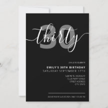 Modern Elegant 30th Birthday Invitation