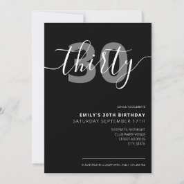 Modern Elegant 30th Birthday Invitation Kaart