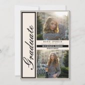 Modern Elegant 3 Fotocollage Beige Afstuderen Aankondiging (Voorkant)