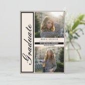 Modern Elegant 3 Fotocollage Beige Afstuderen Aankondiging (Staand voorkant)