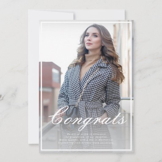 Modern Elegant 3 Fotocollage Rood Afstuderen Aankondiging (Achterkant)