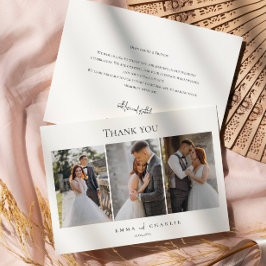 Modern Elegant 3 Foto's Typografie bericht Trouwen Bedankkaart