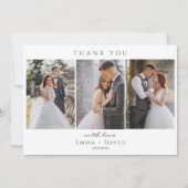 Modern Elegant 3 Foto's Typografie bericht Trouwen Bedankkaart (Voorkant)