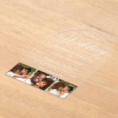 Modern Elegant 3 Fotostrip Kalligrafie Trouwen Acryl Uitnodigingen (Laagn)