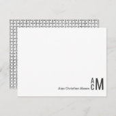 Modern Elegant 3 Monogram Initiaal Boho Rustic Notitiekaartje (Voorkant / Achterkant)