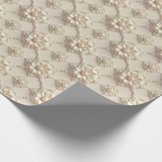 Modern Elegant "3D" Look Wedding Floral Gift Wrap Cadeaupapier (Hoek)