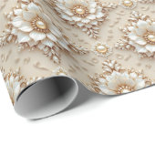 Modern Elegant "3D" Look Wedding Floral Gift Wrap Cadeaupapier (Rol Hoek)