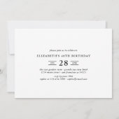 Modern Elegant 40ste verjaardagsfeestje Kaart (Achterkant)