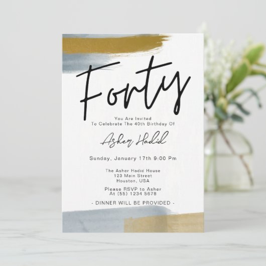 Modern Elegant 40ste verjaardagsfeestje Kaart (Staand voorkant)