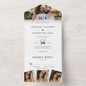 Modern Elegant 4 Foto Classic Wedding All In One Uitnodiging (Binnen)
