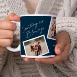 Modern Elegant 4 foto collage familie geschenk Koffiemok