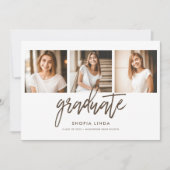 Modern Elegant 4 Foto Collage Graduation Party Kaart (Voorkant)