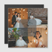 Modern Elegant 4 Foto Collage Weddenschap Hartelij Magnetische Uitnodiging (Voorkant / Achterkant)