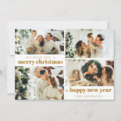 Modern Elegant 4 Foto Kerst Goud Vakantie Kaart (Voorkant)