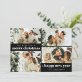 Modern Elegant 4 Foto Kerstvakantie Kaart (Staand voorkant)