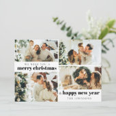 Modern Elegant 4 Foto Kerstvakantie Kaart (Staand voorkant)