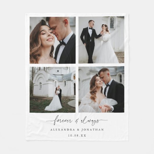 Modern Elegant 4 Paar Foto Collage Jubileum Fleece Deken (Voorkant)
