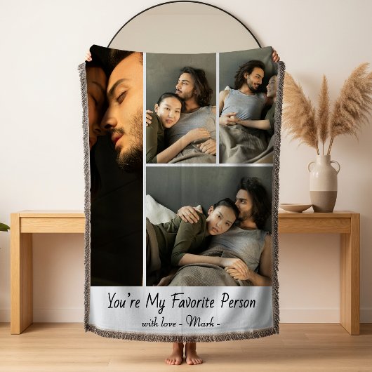 Modern Elegant 4 Photo Collage Couple Love Quote  Fleece Deken