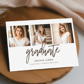Modern Elegant 4 Photo Collage Script Afstuderen Aankondiging