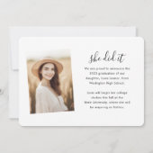 Modern Elegant 4 Photo Collage Script Afstuderen Aankondiging (Achterkant)