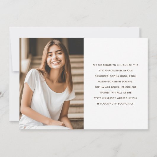 Modern Elegant 4 Photo Collage Script Afstuderen Aankondiging (Achterkant)