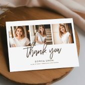 Modern Elegant 4 Photo Collage Script Afstuderen Bedankkaart