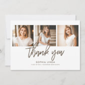 Modern Elegant 4 Photo Collage Script Afstuderen Bedankkaart (Voorkant)
