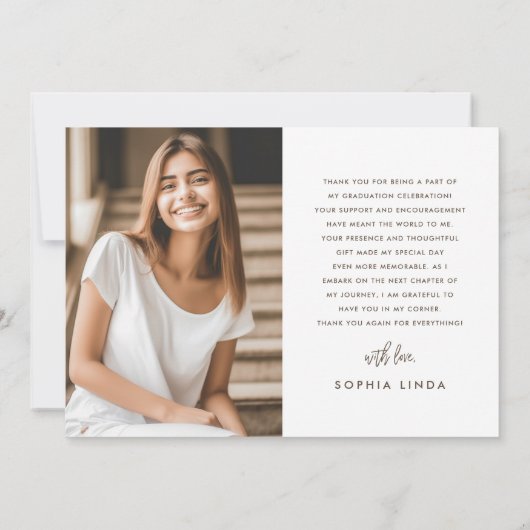 Modern Elegant 4 Photo Collage Script Afstuderen Bedankkaart (Achterkant)