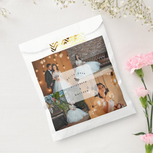 Modern Elegant 4 Photo Collage Wedding Bedankzakje (Gezegeld)