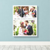 Modern Elegant 4 Photo Collage Wedding Canvas Afdruk (Insitu (Houten vloer))