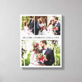 Modern Elegant 4 Photo Collage Wedding Canvas Afdruk