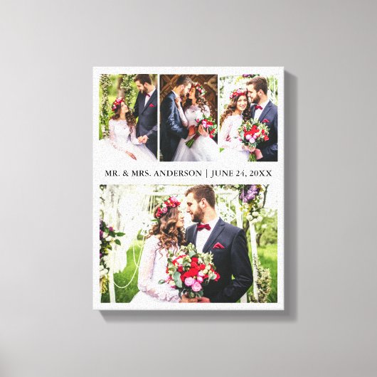 Modern Elegant 4 Photo Collage Wedding Canvas Afdruk (Voorkant)
