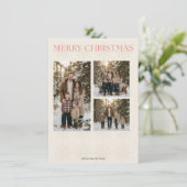 Modern Elegant 4 Photo Merry Christmas Feestdagenkaart (Staand voorkant)