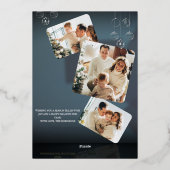 Modern Elegant 4 Photo Minimal Script Christmas Fo Folie Feestdagenkaart (Achterkant)