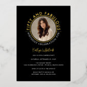 Modern Elegant 50 and Fabulous Birthday Party Folie Uitnodiging (Voorkant)