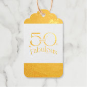 Modern Elegant 50 en Fabulous Zwart Wit Goud Cadeaulabels (Voorkant)