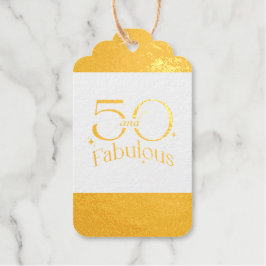 Modern Elegant 50 en Fabulous Zwart Wit Goud Cadeaulabels